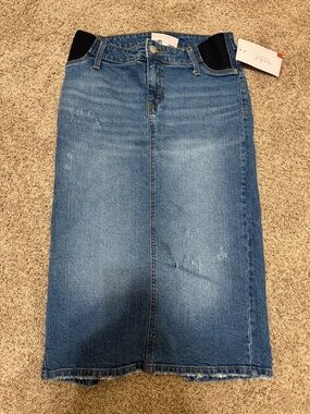 Isabel Maternity by Ingrid & Isabel Denim Midi Skirt Size 0 NWT